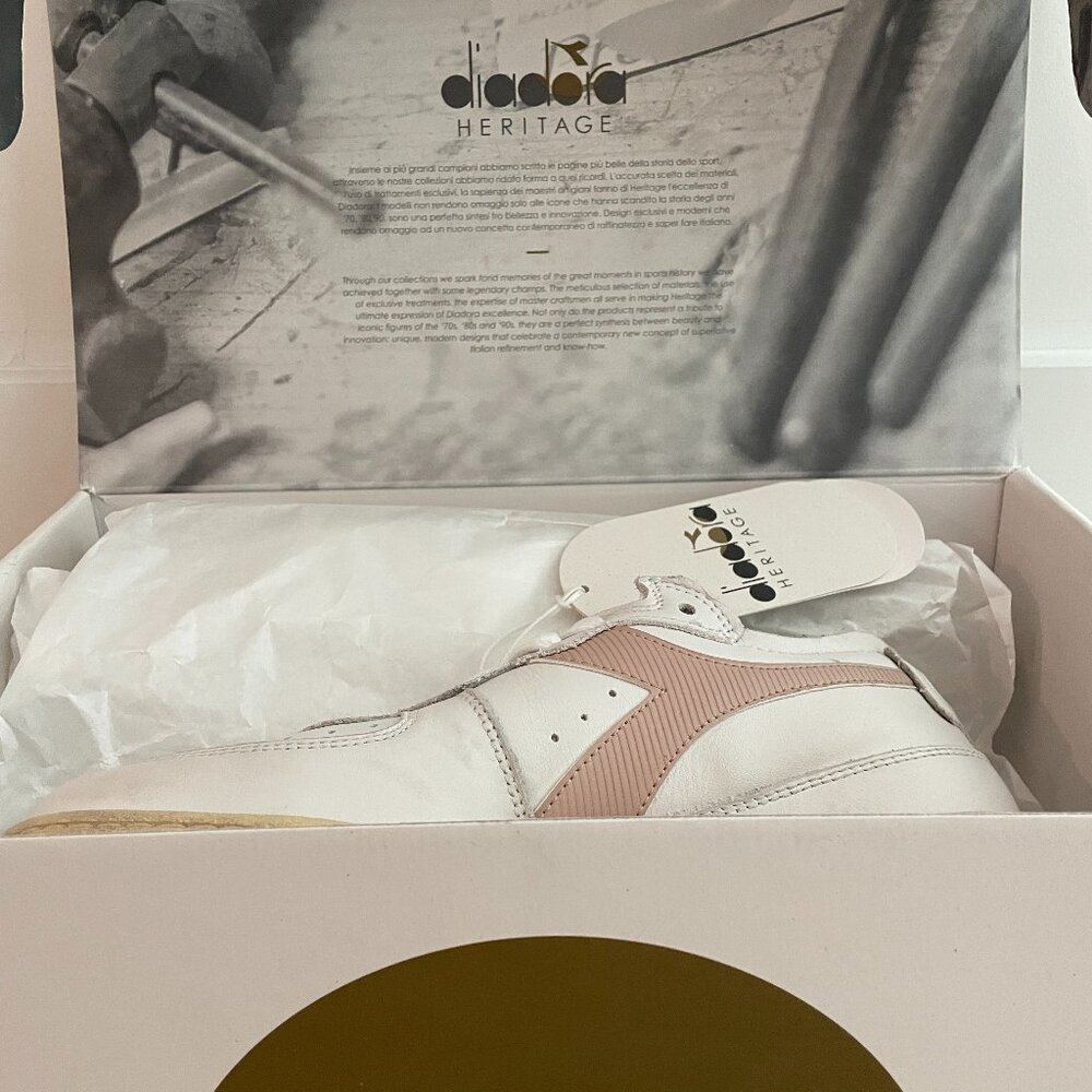 Diadora Casual Shoes MI Basket Row Cut Heritage W 7 M 5.5 White/Sand -NWT/in box